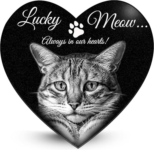ADFSTONE Heart Shaped Pet Memorial Stones Personalized Dog Remembrance Gifts, Customized Cat Picture Grieving Plaque, DIY Gravestone, Custom Sympathy Photo Gift, Animal Grave Markers