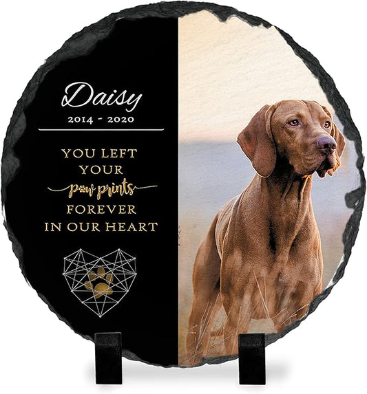 Pet Memorial Stone with Photo - 12" Round - 6 Designs - Pet Grave Marker - Pet Headstone | Dog Memorial Stone - Garden Memorial Stones - Personalized Memorial | Waterproof - Outdoor & Indoor #4