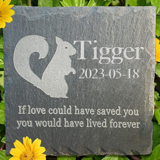 Pet Memorial Stone Gift - Garden Memorial Gravestone - Squirrel Grave Marker - Sympathy Headstone - Personalized Squirrel Loss Sympathy Gift - Memorial Gifts - Bereavement Gift for Loss of Pet