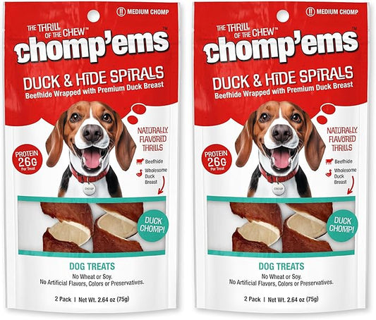 Chomp’ems Premium Beefhide Chews for Dogs, 2 Chews, (Pack of 4)