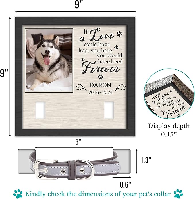 Personalized Dog Memorial Gifts, Pet Memorial Gifts for Dogs, Loss of a Dog Sympathy Gift, Dog Memorial Gifts for Loss of Dog, Pet Memorial Gifts Cat, Dog Memorial Collar Frame, Pet Memorial Gift