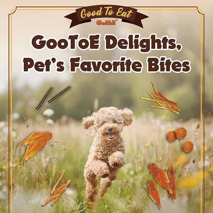 Gootoe Dog Treats, Chicken Jerky for Dogs - Dog Training Treats; High-Protein, Gluten-Free, Hypoallergenic, Grain-Free, Chicken Fillets, 1 lb (Pack of 3)