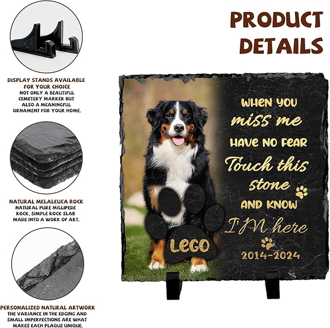 Dog Memorial Gifts for Loss of Dog, Pet Dogs Memory Stones, Loss of Pet Bereavement Remembrance Sympathy Gift, Cat Memorial Gifts for Pets Lovers, Cemetery Decorations for Grave
