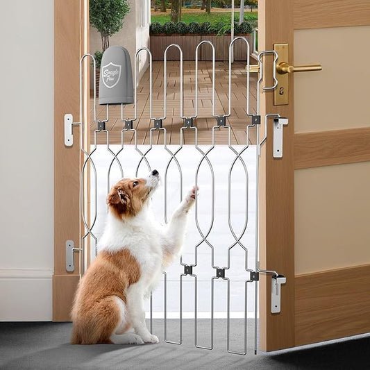 Snagle Paw Metal Retractable Door Barrier,28.4" Wide 35" Tall Safety Dog Gate for Front Door,Easy Install Retractable Pet Gate for Recreational Vehicle,Doorways
