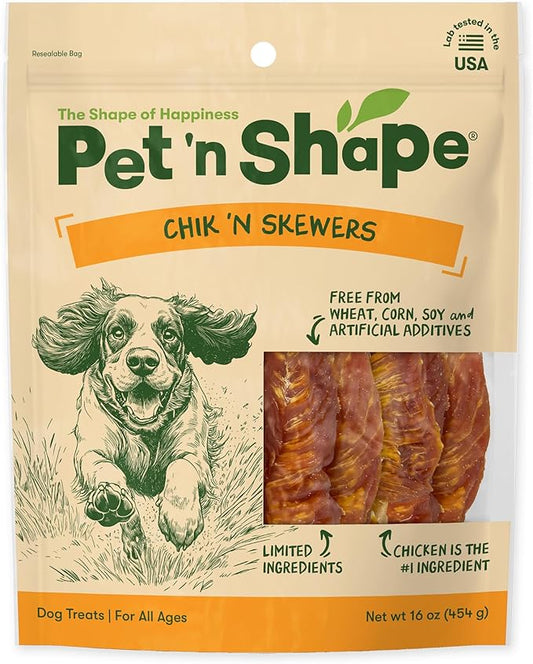 Pet 'n Shape Chik 'n Skewers - Chicken Wrapped Rawhide Chew Dog Treats - 1 Pound