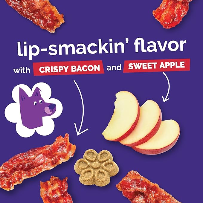 Fruitables Biggies Dog Biscuits, Healthy Treats for Dogs, Pumpkin Doggie Biscuits, Crunchy Treats, Made Without Wheat, Corn and Soy, Made in The USA, Crispy Apple and Bacon Flavor, 16oz
