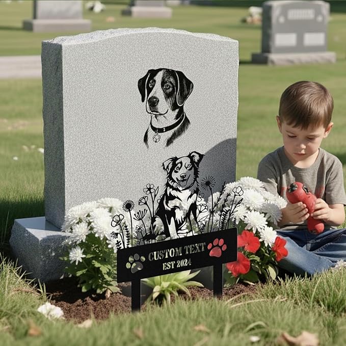 Custom Dog Grave Markers Outdoor, Personalized Pet Grave Marker Stake Dog Memorial, Outdoor Weatherproof Pet Cemetery Sign, Personalized Dog Memorial Gifts for Loss of Dog