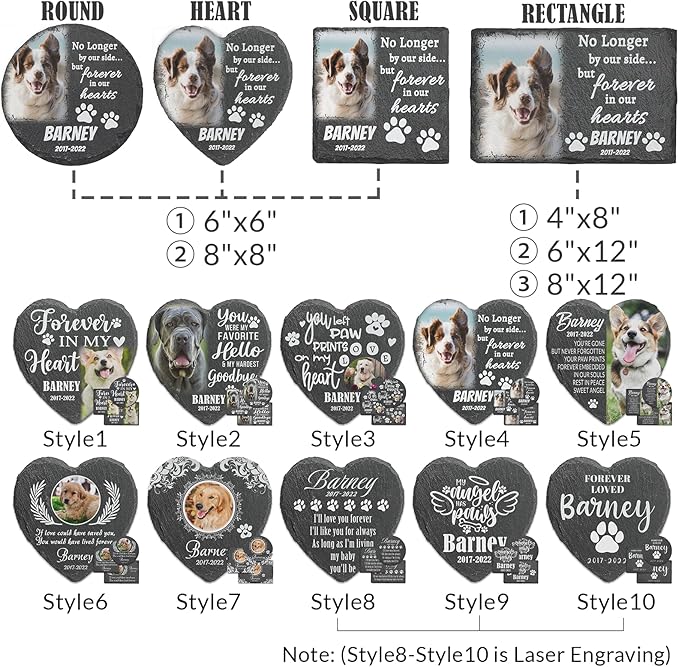 ubjva Dog Memorial Stone Dog Memorial Gifts for Loss of Dog Pet Garden Stone for Indoor Outdoor Lawn Backyard Cemetery Decorations - Style4(Color Printing)