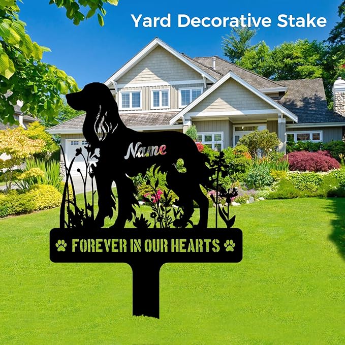 Custom Setter English Setter Memorial Stake, Personalized Dog Grave Marker, Metal Pet Tombstone, Outdoor Sympathy Sign for Garden Yard Decor, Pet Loss Gift