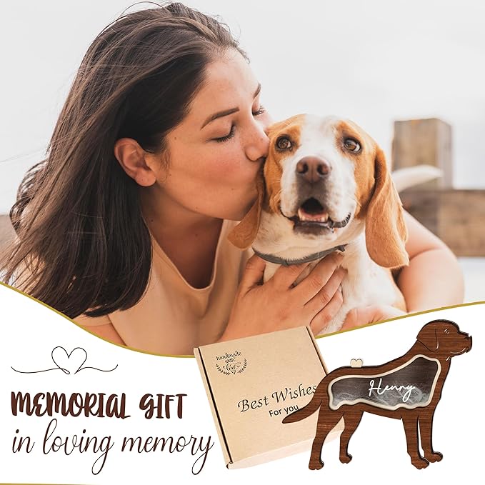 Labrador Dog Hair Keepsake Box Wooden Pet Fur Gifts for Dog Cat Unique Dog Shape Standable Tabletop Decor Pet Dog Memorial Idea Gift for Pet Lover Family Friends Storing Hair Teeth Ashes PSD6-19M