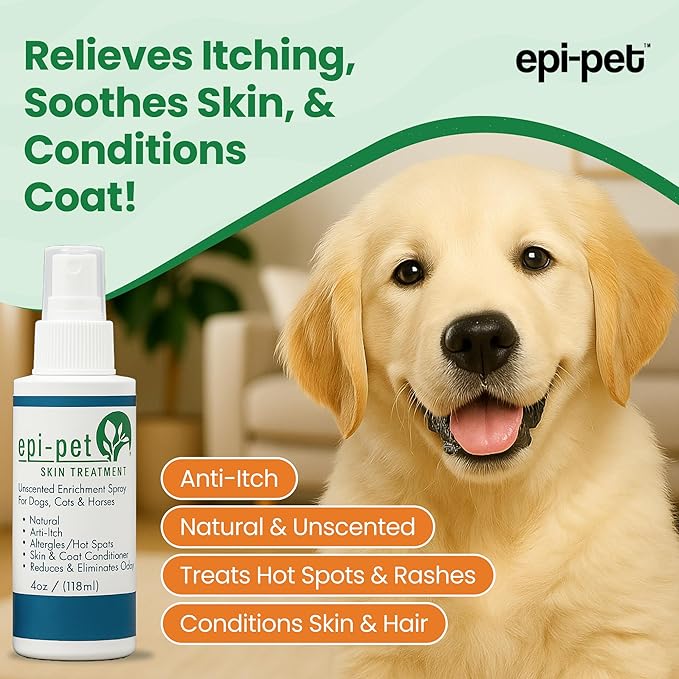 Epi-Pet Veterinary Formulated Dog Hot Spot and Dog Itch Spray, Pet Skin Treatment Spray for Allergies, Deshedding and Redness, Use it as Skin and Coat Conditioner 4 Fl Oz (Pack of 3), Unscented