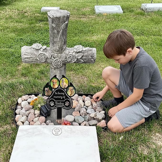 Custom Dog Grave Markers Outdoor, Personalized Pet Grave Marker Dog Memorial with Photo and Name, Outdoor Weatherproof Pet Cemetery Sign, Personalized Dog Memorial Gifts for Loss of Dog