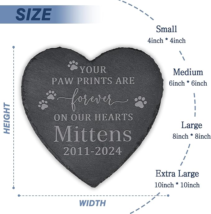 Pet Memorial Gifts, Pet Memorial Stone, Dog Memorial Gifts for Loss of Dog, Pet Remembrance Gift, In Memory of Dog Cat, Loss of Pet Sympathy Gift, Pet Loss Gifts - Forever on Our Hearts(Heart-shaped)