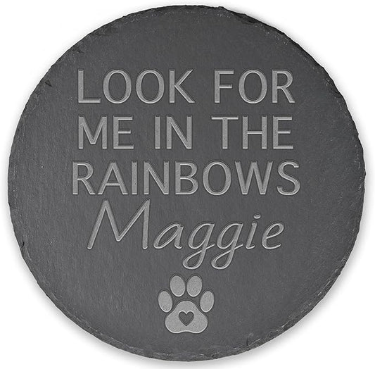 Pet Memorial Gift, Pet Memorial Stone, Sympathy Gift, Personalized Pet Memorial, Memorial Gift, Dog Memorial, Cat Memorial, Memorial Stone - Look for Me in The Rainbows