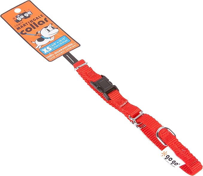 GOGO Pet Products 3/8-Inch Martingale Dog Collar, X-Small, Red