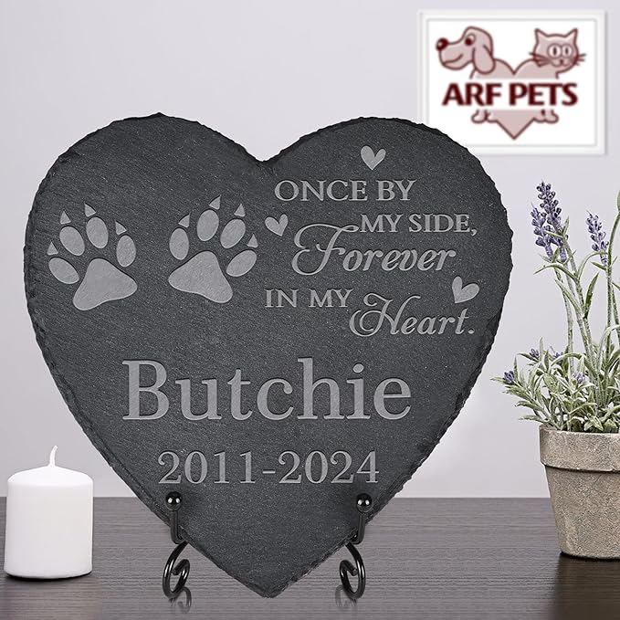 Personalized Pet Memorial, Pet Memorial Stone, Memorial Gifts for Pet, Pet Tombstone, Pet Grave Marker, Pet Loss - Heart-Shaped