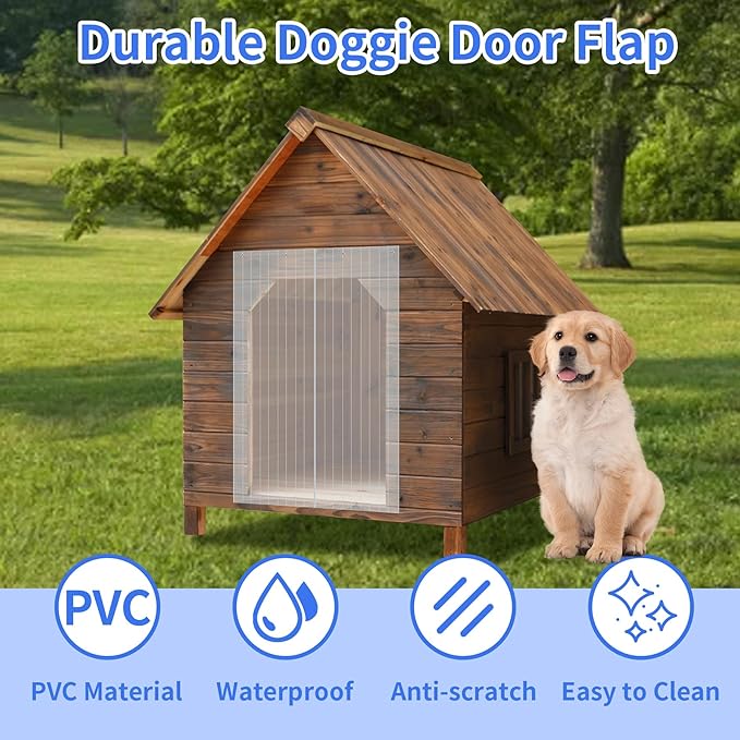 4.9 Feet x 7.8 Inch Dog House Plastic Door Flap, Clear Doggie Door Replacement Flap with 4 Screws, Easy to Cut & Install Vinyl Door Flap for Dog Cat Chicken House