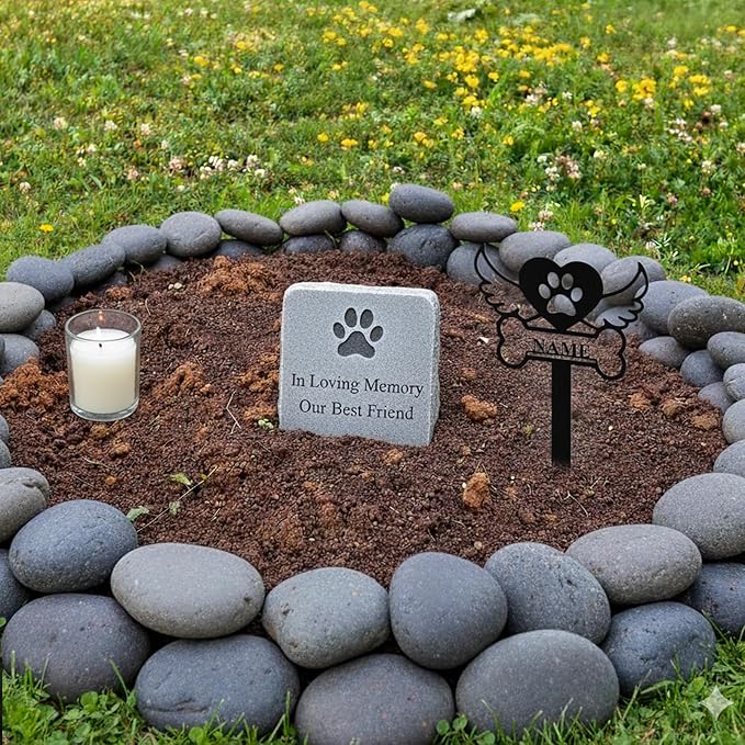 Custom Dog Grave Markers Outdoor, Personalized Pet Grave Marker Stake Dog Memorial, Outdoor Weatherproof Pet Cemetery Sign, Personalized Dog Memorial Gifts for Loss of Dog
