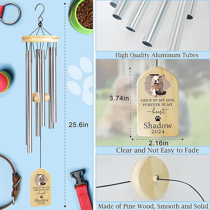 Dog Memorial Gifts for Loss of Dog, Pet Memorial Wind Chime, Pet Memorial Gifts, Pet Loss Gifts, Loss of Dog Sympathy Gift, Dog Remembrance Gift, in Memory of Dog Cat - by My Side Forever