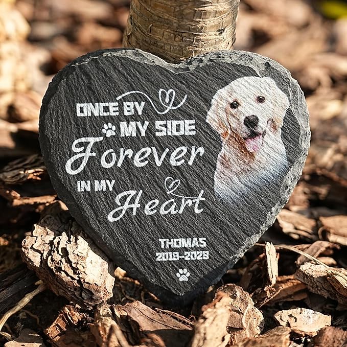 Dog Memorial Gifts for Loss of Dog, Personalized Pet Memorial Stone Plaque with Photo Name, Custom Pet Grave Headstone, Loss of Pet Sympathy Gift for Dog Cat Lovers