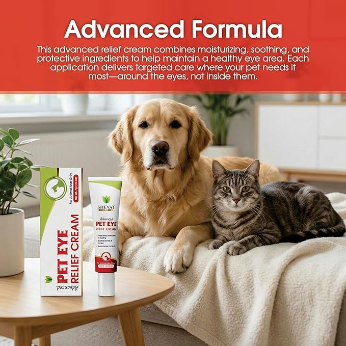 Pet Eye Relief Cream – Soothes Irritation & Moisturizes Dry Eyes – Dog Eye Cream, Cat Eye Ointment, and Pet Eye Care for Dogs, Cats & Horses – 7g Tube