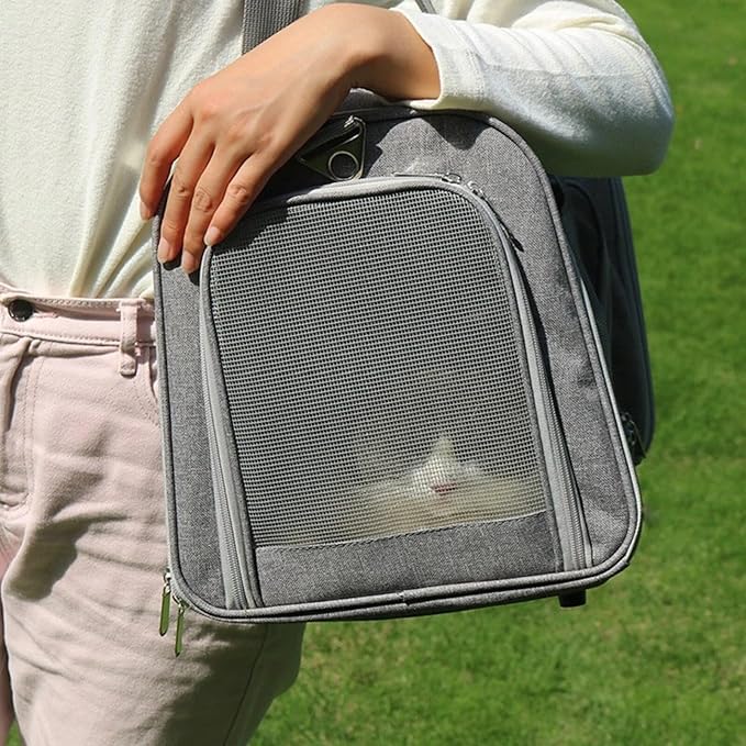 Most Airline Approved Cat Carriers Dog Carriers Soft-Sided Pet Travel Carrier for Puppies/Kittens/Rabbits, 5-Sided Breathable Mesh, Self-Locking Zippers, 17''X11''X11''