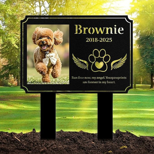 Custom Dog Grave Markers Outdoor, Personalized Pet Grave Marker Dog Memorial with Photo and Name, Outdoor Weatherproof Pet Cemetery Sign, Personalized Dog Memorial Gifts for Loss of Dog