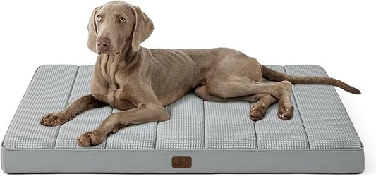 Bedsure Cooling Dog Bed for Crate - Extra Large Comfy Flat Puppy Beds with Removable Washable Cover, Orthopedic Egg Crate Foam Pet Mat, Suitable for Pet Up to 90 lbs