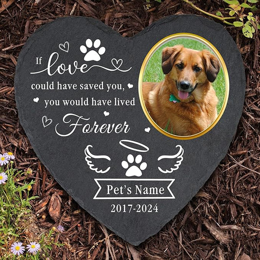 Personalized Pet Memorial Stone for Loss of Dog, Customized Cat or Dog Grave Marker Custom Pet Memorial Gifts for Dog Mom Cat Lover Owner, Pet Remembrance Garden Stone