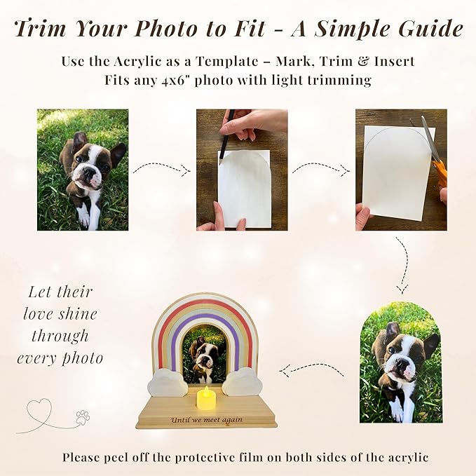 Dog Memorial Gifts for Loss of Dog – Rainbow Bridge Pet Memorial Gifts for Dogs, Pet Loss Sympathy Gift, in Memory of Dogs Picture Frame Keepsake with LED Candle, Card & Gift Box for Any Pet