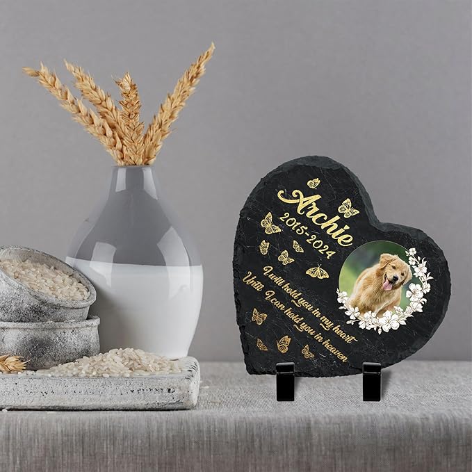 Dog Memorial Gifts for Loss of Dogs, Pet Memorial Gift Stones, Dogs Cats Bereavement Remembrance Sympathy Gifts for Pet Lovers, Cemetery Decorations for Grave, Home Decor Memory Picture Frame