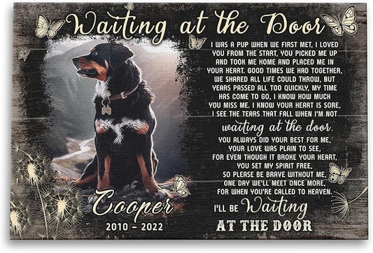 Dem Canvas Personalized Photo Canvas Prints, Dog Loss Gifts - Waiting At The Door, Cat Memorial Print Photos Pet Loss Gift (30x20)