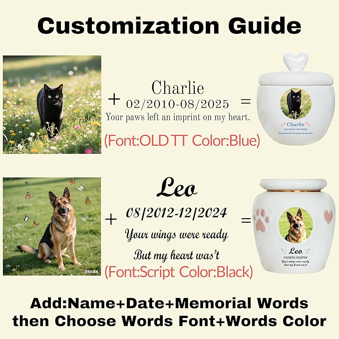 Personalized Pet Urn,Pet Urns for Dogs Cats,Pet Cremation Urn,Urns for Pet Ashes,Ceramic Urn,Dog cat Bird Rabbit urn,pet Loss, Handmade Custom. (Large,Suitable Ashes ≤120 lb (not Bones))
