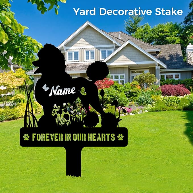 Custom Toy Poodle Teddy Bear Poodle Dog Memorial Stake, Personalized Dog Grave Marker, Metal Pet Tombstone, Outdoor Sympathy Sign for Garden Yard Decor, Pet Loss Gift