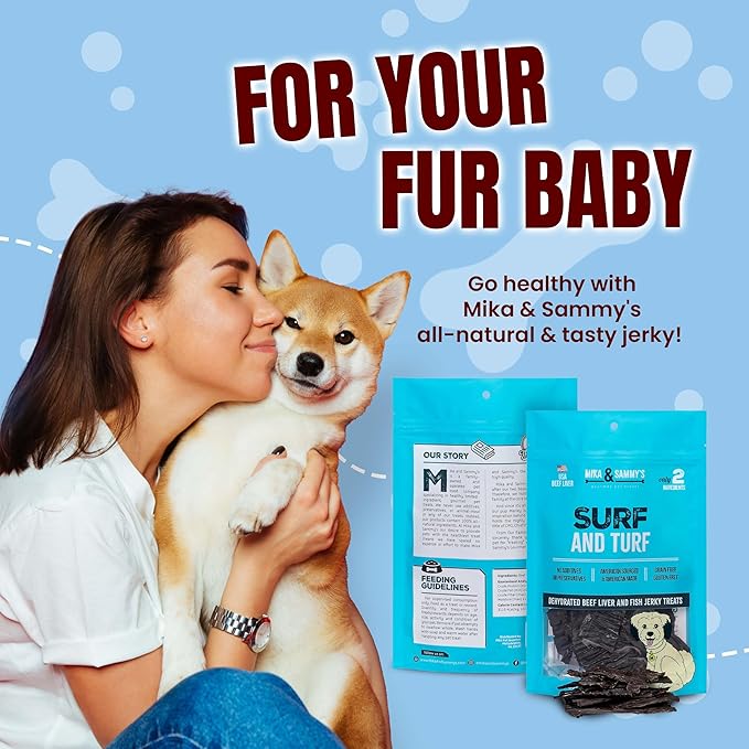 Mika & Sammy's Gourmet Beef Liver Jerky Dog Treats Made in The USA. (Surf & Turf 12 oz)