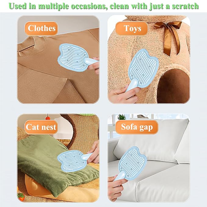 Cat Brush for Shedding Dog Brush Hair Cleaning Comb Bath Massage Tool for Shedding & Grooming, Remove Loose Hair, Cat Shape, Silicone Bristles (Green)