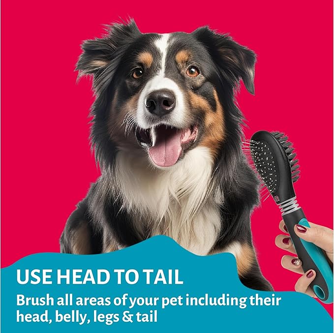 Mikki Dog, Cat Combi Brush Removes Knots, Tangles -2 sided -Nylon and Ball Pin for Medium to Large Pet