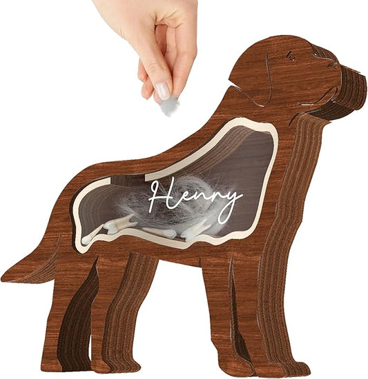 9" Labrador Dog Hair Keepsake Box, Wooden Pet Urns for Dogs, DIY Pet Loss Sympathy Gifts, Unique Gift Dog Shape Standable Table Decor, Idea Gift for Pet Lover Storing Fur Teeth Ashes PSD6-19L