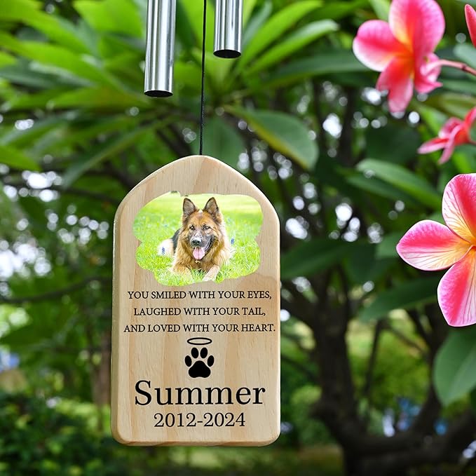 Pet Memorial Wind Chime, Pet Loss Gifts, Pet Memorial Gifts for Dogs, Dog Memorial Gifts for Loss of Dog, Loss of Dog Sympathy Gift, Dog Remembrance Gift, in Memory of Dog Cat - Loved with Your Heart