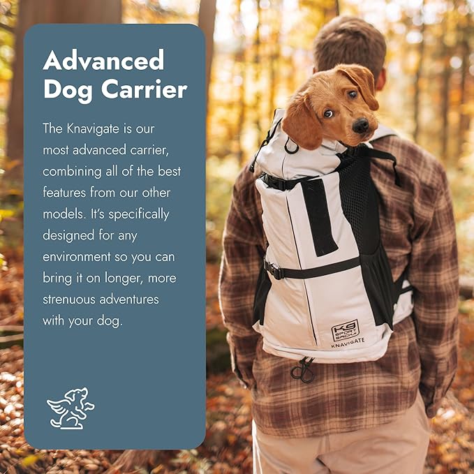 K9 Sport Sack Knavigate - Large, Midnight Black - Ideal for Dogs with 20-22” Back Length - Adjustable, Backpack-Style Carrier with Internal Frame & Padded Hip Belt