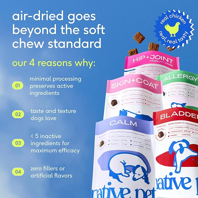 Native Pet Dog UTI Treatment - Cranberry Supplement for Dogs - Supports Normal Bladder Function, Urinary Tract & Kidney Health - Real Cranberry Extract, D-Mannose & Probiotics - Air-Dried - 120 Chews
