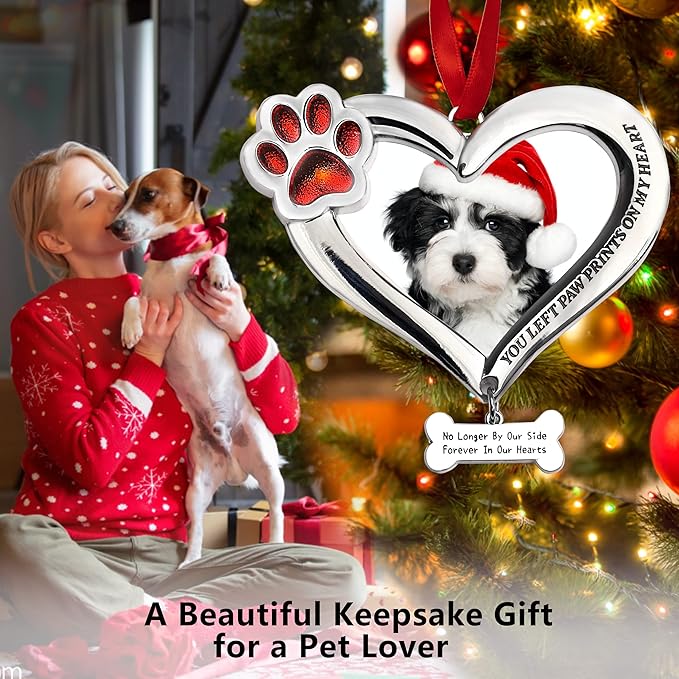 Personalized Pet Memorial Photo Ornament - Dog Cat Picture Ornament for Christmas Tree, Pet Loss Sympathy Gift