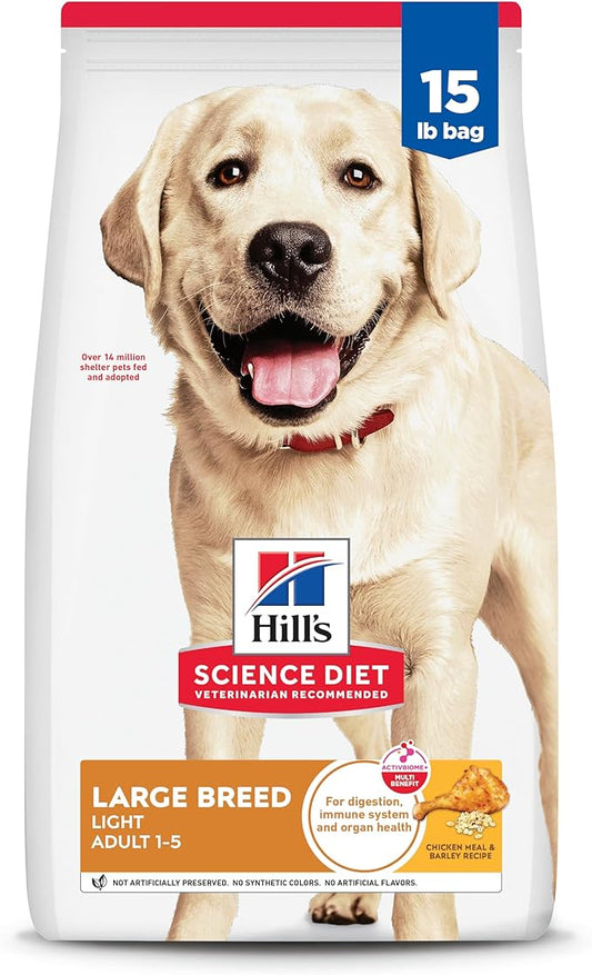 Hill's Science Diet Adult 1-5 Light Large Breed Dry Dog Food, Chicken Meal & Barley, 15 lb. Bag