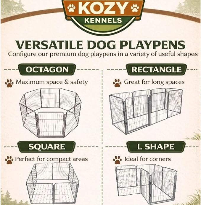 Dog Playpen w/Carrying Case for Indoor or Outdoor Use – 40 Inch, 24 Grey Panels - Portable Metal Exercise Pen for Medium & Large Dogs - Pet Fence Kennel Crate for House, RV, or Travel