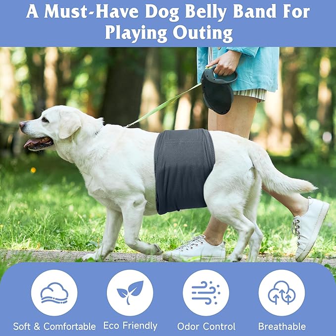 5 Pack Dog Diapers Male Reusable, Premium Belly Bands for Dogs, High Absorbing Male Dog Pee Wraps for Doggie in Incontinence or Excitable Urination and Training Black XL