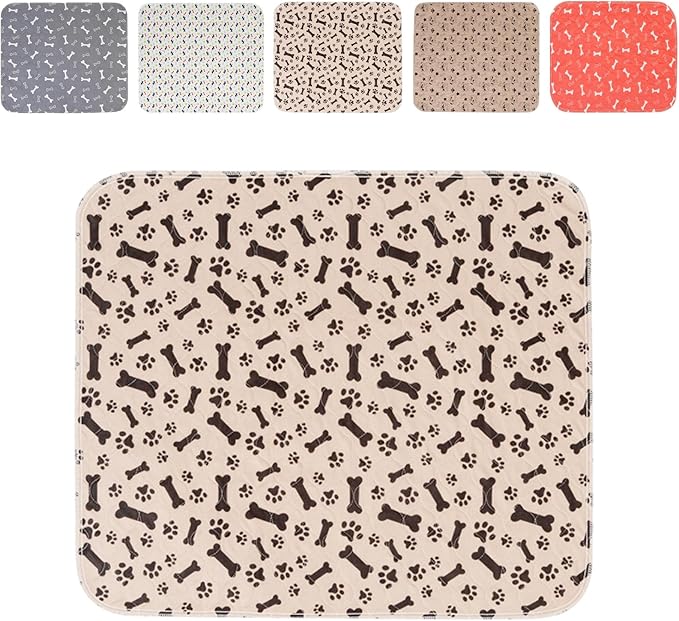 Puppy Pads with Pheromones,Washable Pee Pads for Dogs,Reusable Pee Pads for Dogs,Waterproof and Leak-Proof,Non-Slip Base Training Pads Suitable for Home,Travel and Dog Crates(Brown Bones,S)
