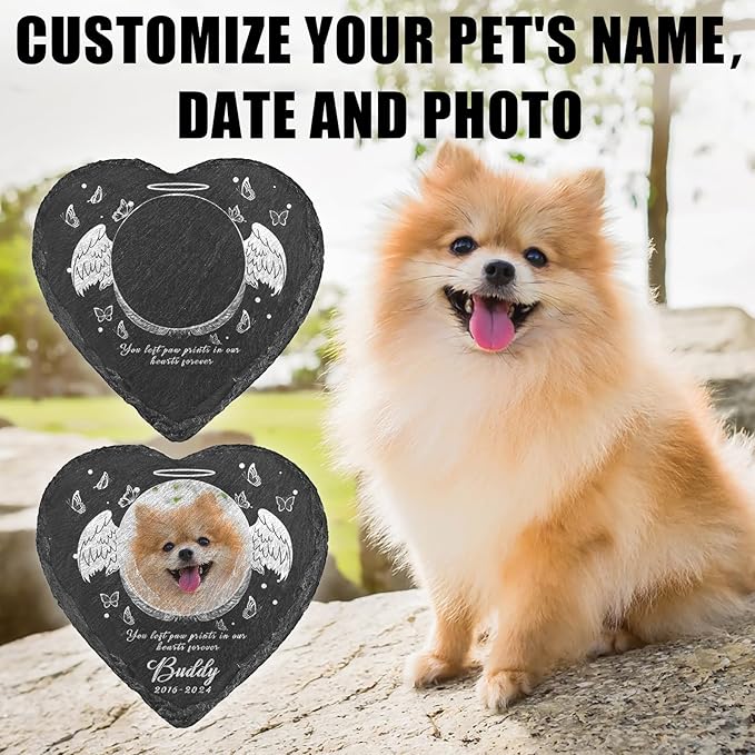 Dog Memorial Gifts for Loss of Dog, Personalized Dog Memorial Stone Plaque with Photo Name, Custom Dog Pet Grave Headstone, Loss of Dog Sympathy Gift for Dog Cat Lovers