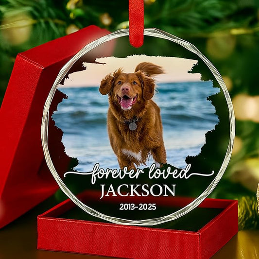 Personalized Pet Memorial Crystal Ornament - Pet Loss Gifts, Dog Memorial, Custom Pet's Photo, Dogs Sympathy Gift, Pets Condolence Gift, Pet in Memory Keepsakes, Remembrance Gifts for Cat Dog Lover