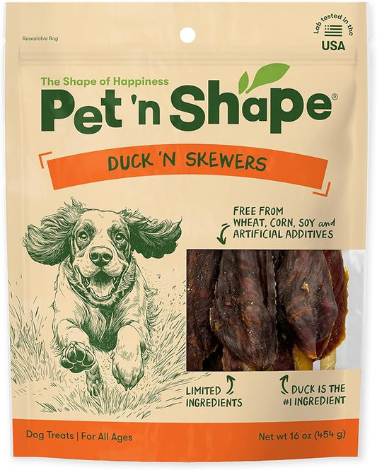 Pet 'n Shape Chik 'n Skewers – Duck Wrapped Rawhide Chew Dog Treats - 1 Pound