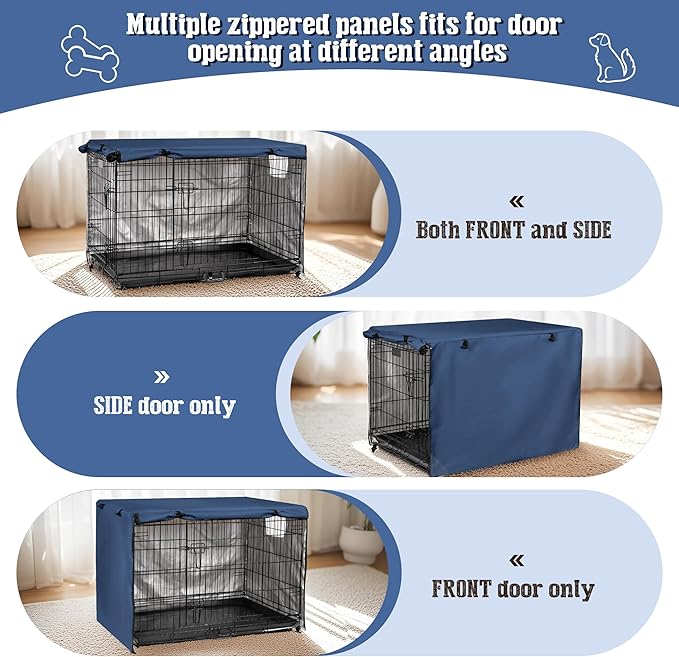 kefit Dog Crate Cover 24 inch, Kennel Cover for Dog Cage, Navy Blue